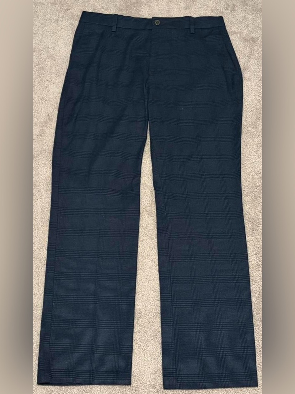 Goodthreads Men’s Athletic Fit Navy Blue Plaid Dress Pants Size 30x29 Fits 32x29